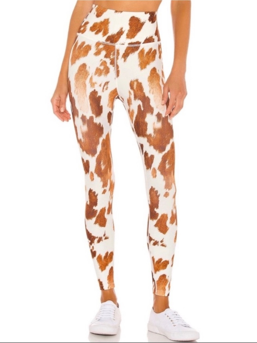 NEW WEWOREWHAT REVOLVE BROWN PRINTED HIGH-WAIST LEGGINGS